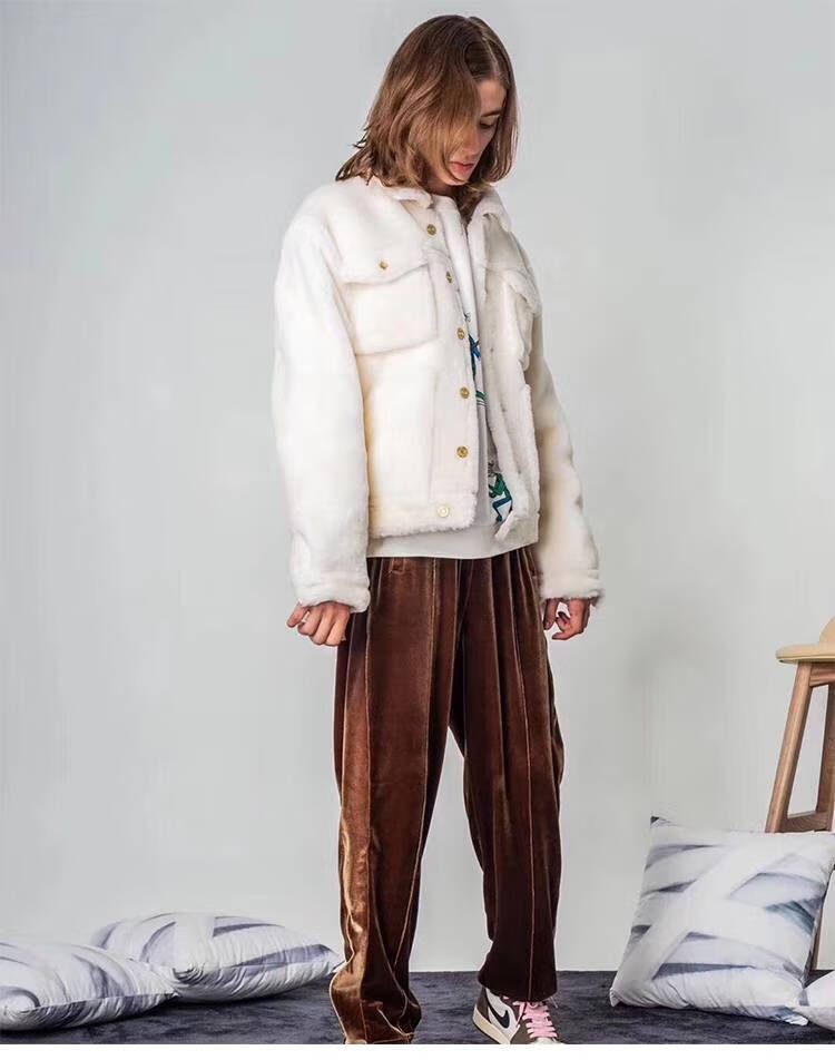 汤米伍德present丝绒裤男gl高街宽松休闲裤子男裤垂感阔腿长裤男