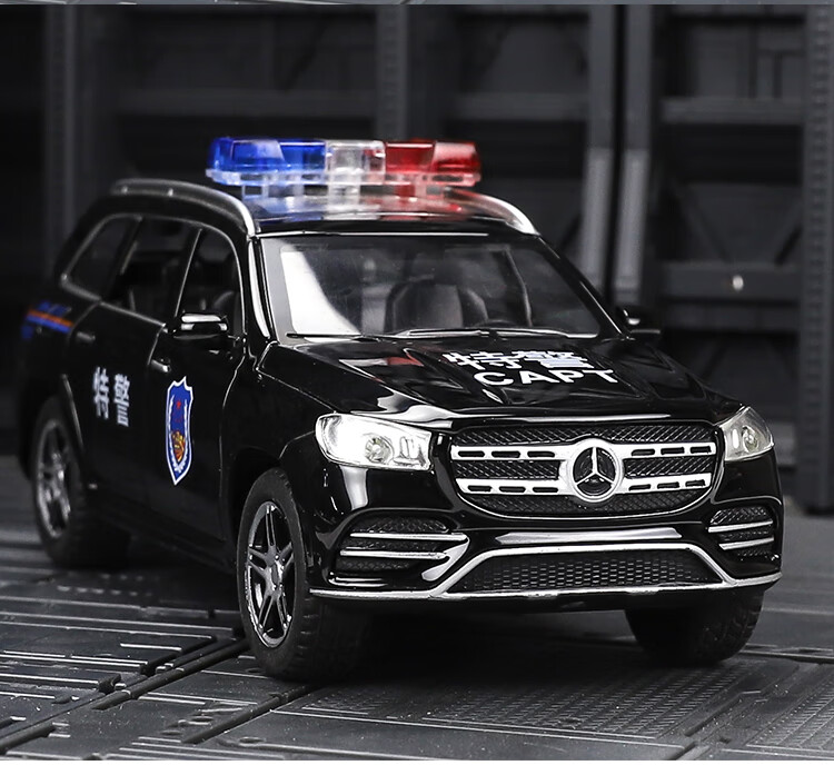 路虎合金车警察特警回力玩具男孩 大轮加长悍马特警 三个特警 轿车