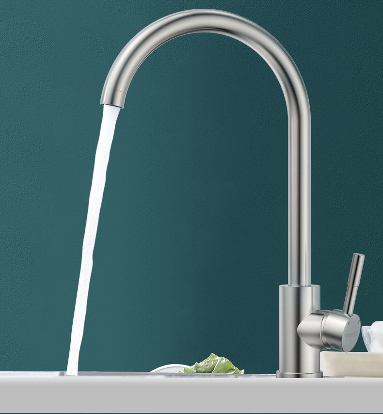 日丰洗菜盆水龙头净铅304不锈钢冷热水双用全铜水龙头可旋转水槽面盆