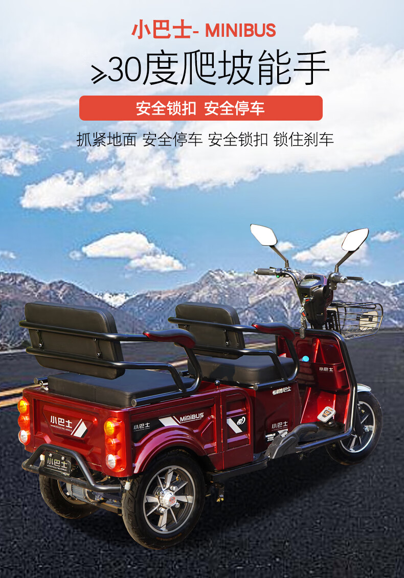 minibusev小巴士电瓶车成人家用老人电动三轮车带棚老年接送孩子新款