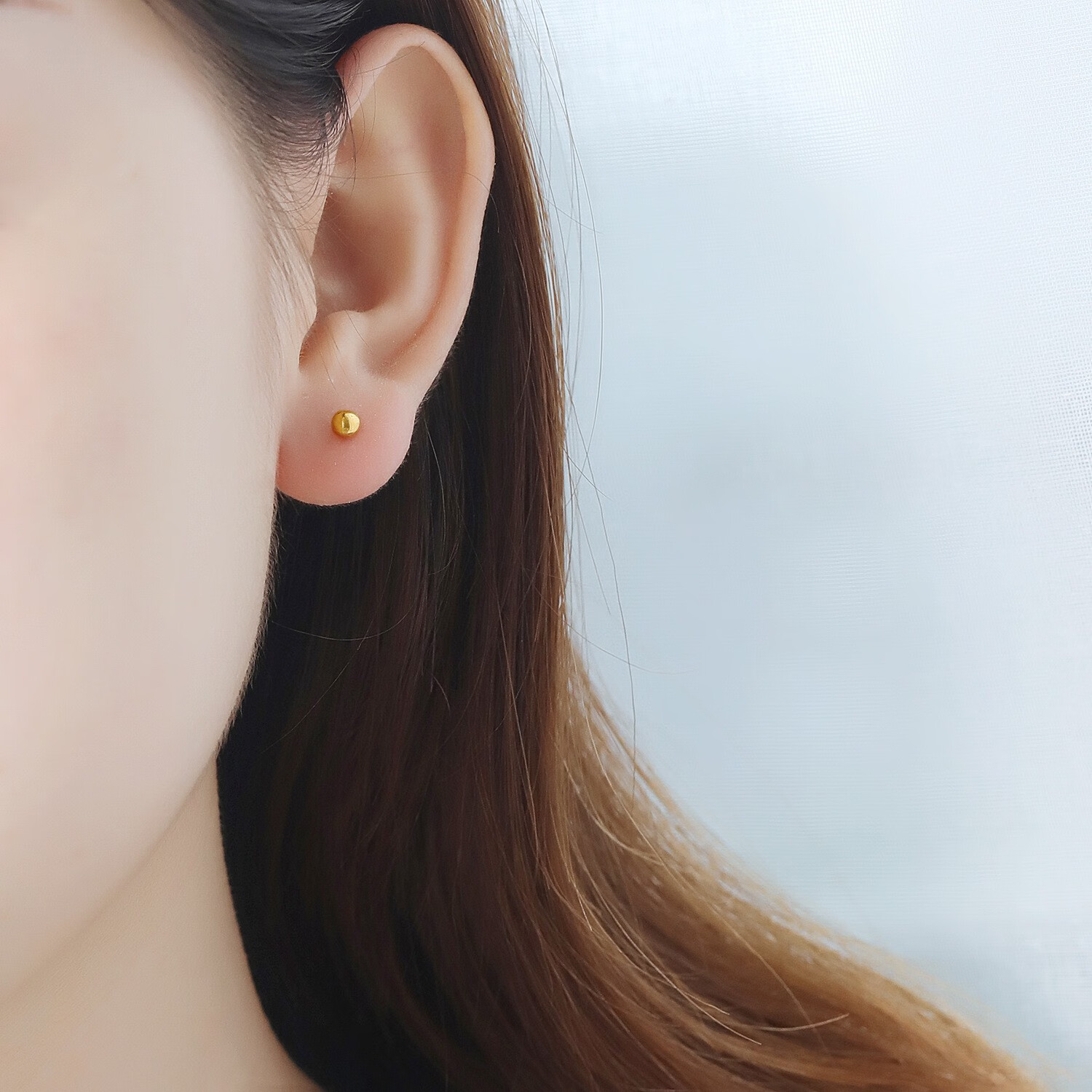 金年旺中国机长耳钉18k金豆豆耳钉小金珠au750耳饰玫瑰金彩金耳环转运