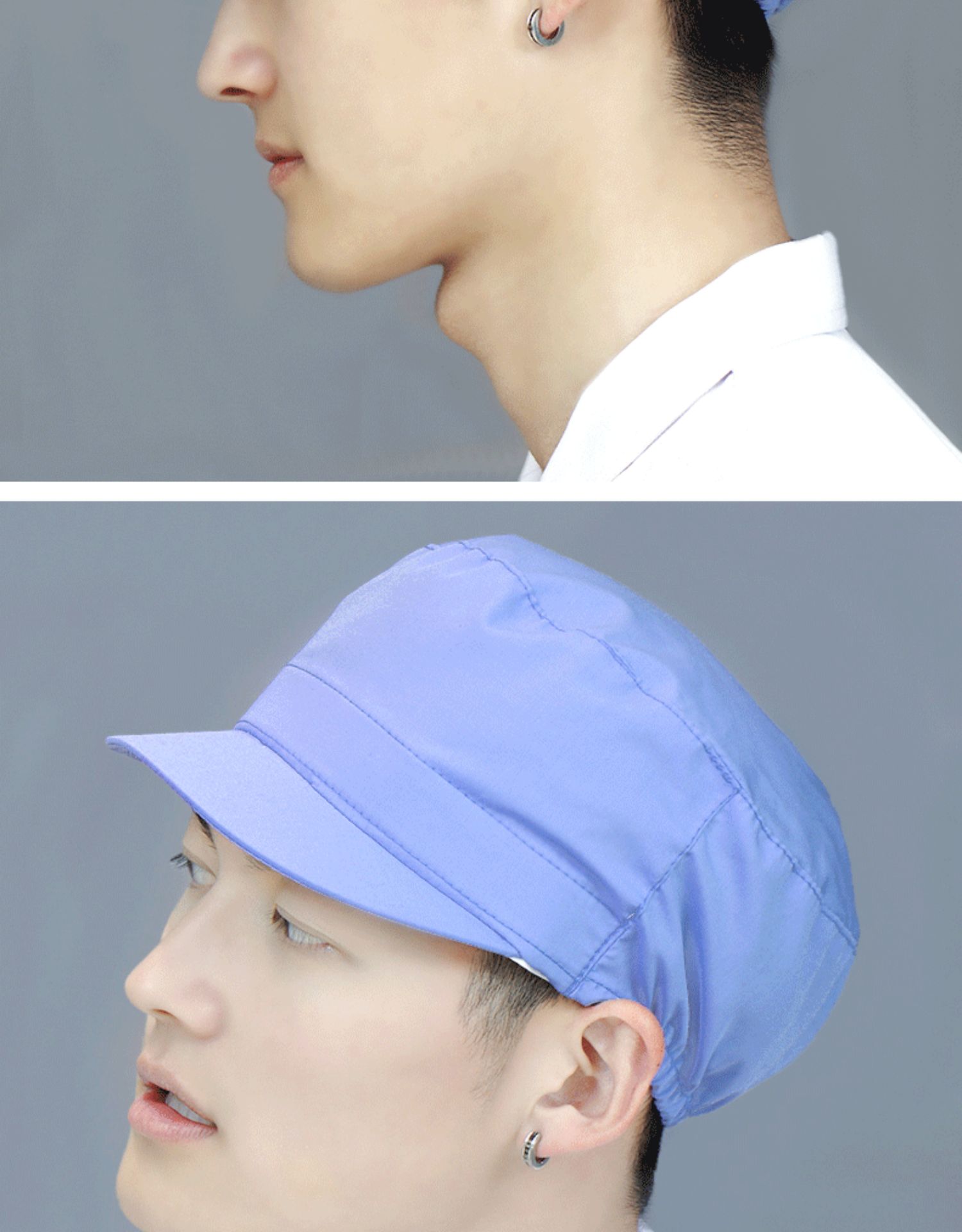 防尘帽子男女工人食品厂车间帽厨房厨师防掉头发鸭舌工作帽工装帽