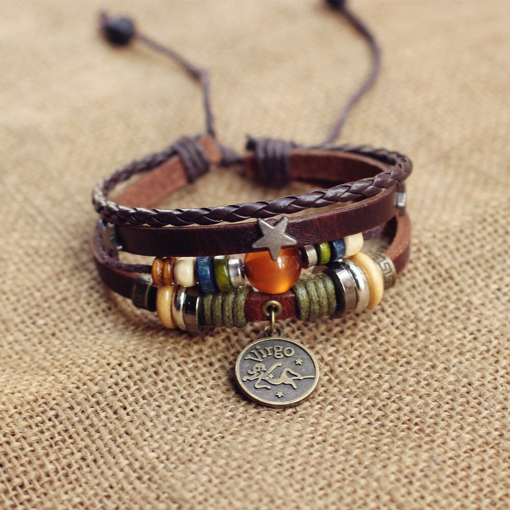 少数民族手链复古式星座手环个性手链民族风首饰独特多层简约情侣 座