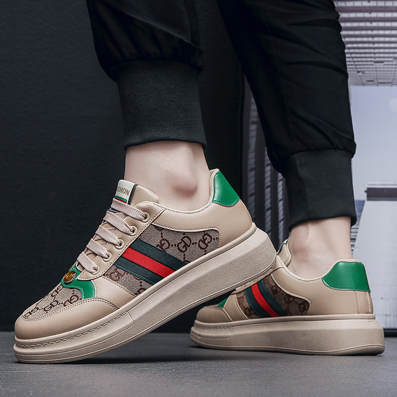 酷琦gg男鞋春秋青少年脏脏鞋子男酷奇学生 白灰(真皮) 39【图片 价格