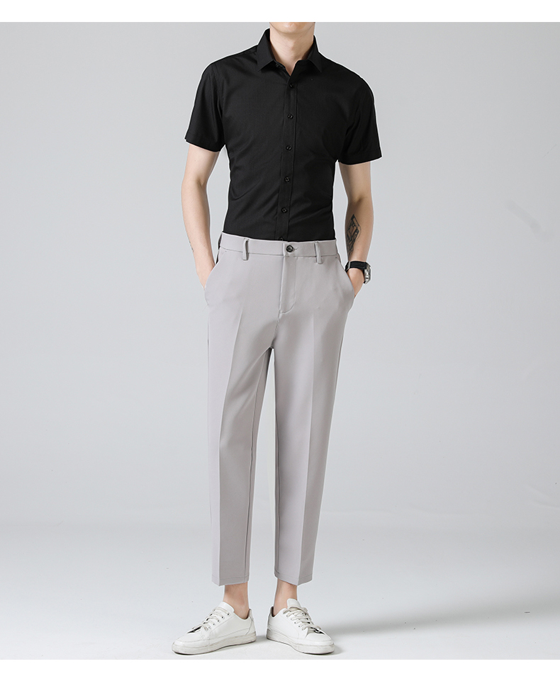 花花公子短袖衬衫夏季商务薄款正装考研结婚伴郎男士夏天短袖纯色衬衫