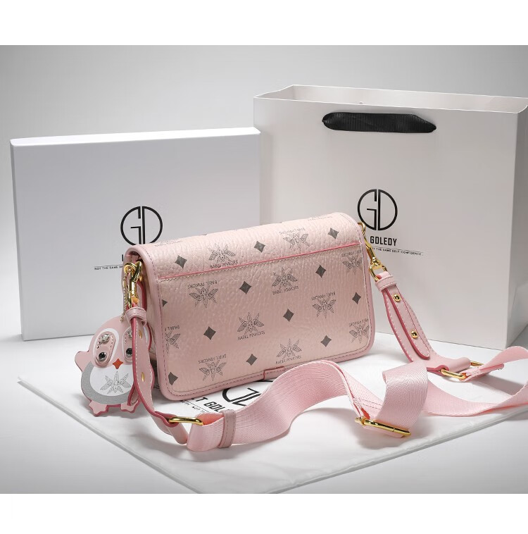 2022新款香港itgdledy包真皮包女潮感老花邮差包斜挎包 黑色 香港品牌