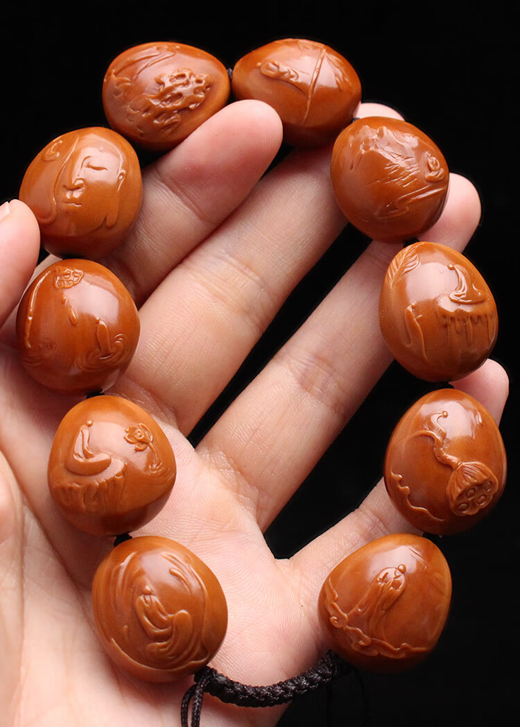 浮雕无相佛橄榄核雕手串苏工名家纯手工雕刻大籽铁核橄榄胡【图片
