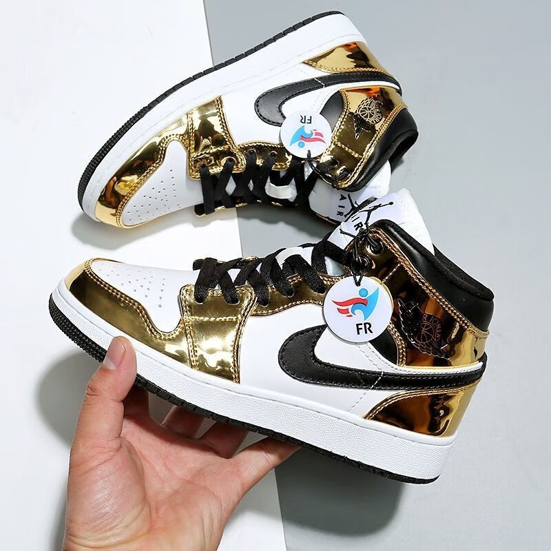 aj真爆全黑白熊猫液态金漆皮乔1中邦篮球鞋运动休闲鞋dd1649 液态金