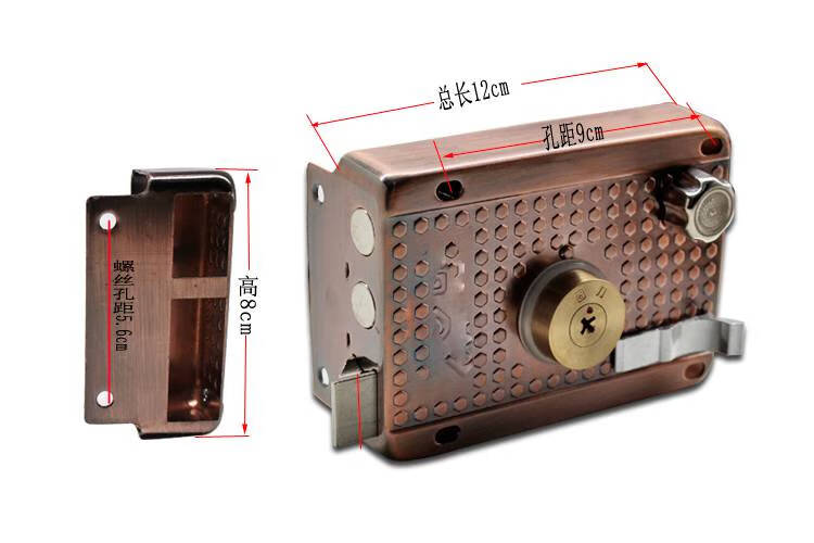 暗锁 老式门锁 家用通用型门锁老式铁门暗锁储藏室木门锁芯农村院子
