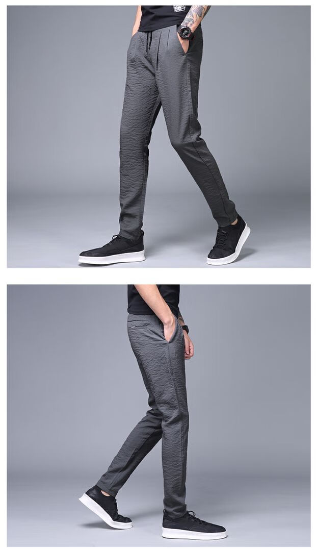 富贵鸟男士夏季冰丝裤休闲裤裤子男早春亚麻宽松直筒男士男裤春夏大码