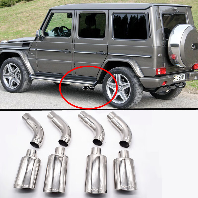 宅趣(zaiqu) 16-19款奔驰g级改装 g500 g55 g63amg不锈钢四出尾喉排气