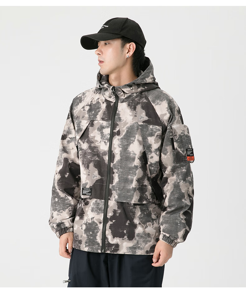 动感北面迷彩衣外套男潮牌秋季百搭帅气春秋款工装 迷彩灰 m 100-125