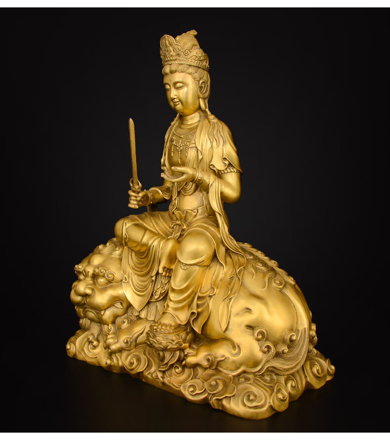 domir纯铜文殊普萨佛像摆件普贤菩萨像本命佛铜像家用佛堂供奉大号10