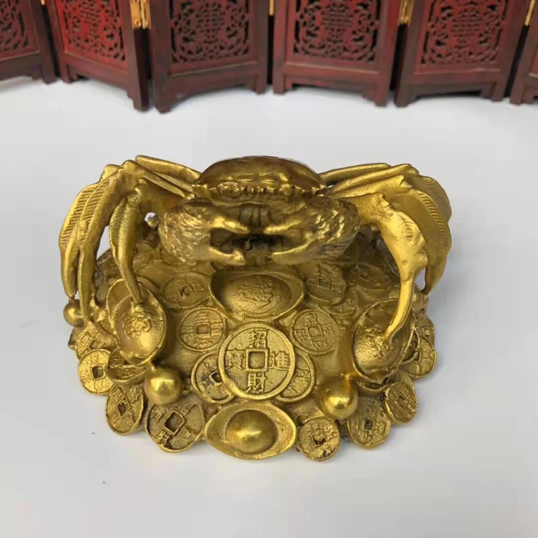 小米(mi)家居 横财螃蟹摆件纯铜金钱元宝蟹横财将军八方财办公室桌面