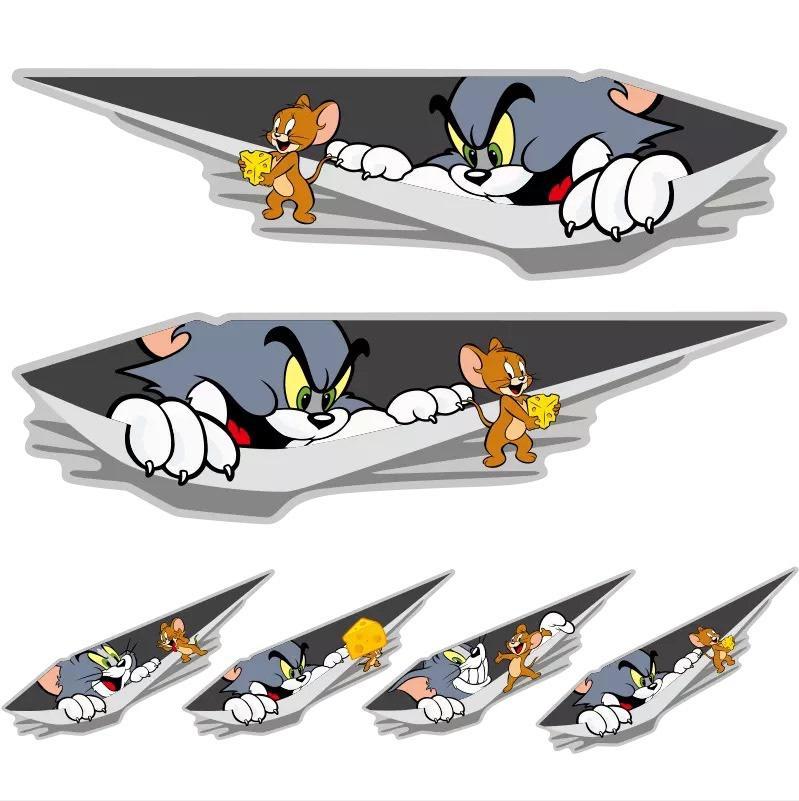 猫和老鼠动漫卡通搞笑贴车头前保险杠划痕遮挡装饰 3d杰瑞做鬼脸