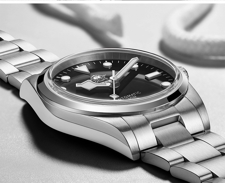 爱迪时dive品机械表男表全自动防水手表夜光防水精钢watch黑色