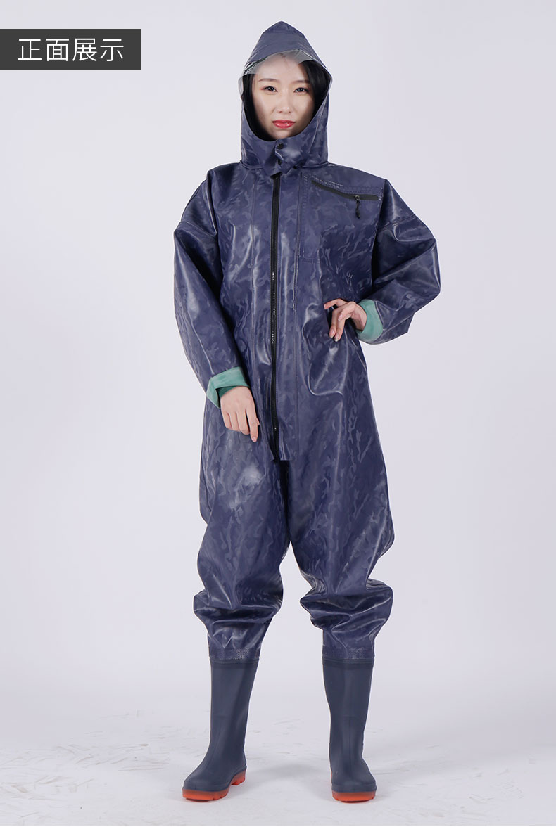 全身下水裤加厚捕鱼雨裤防水衣裤抓鱼连体雨衣下水服挖藕服水叉裤b8