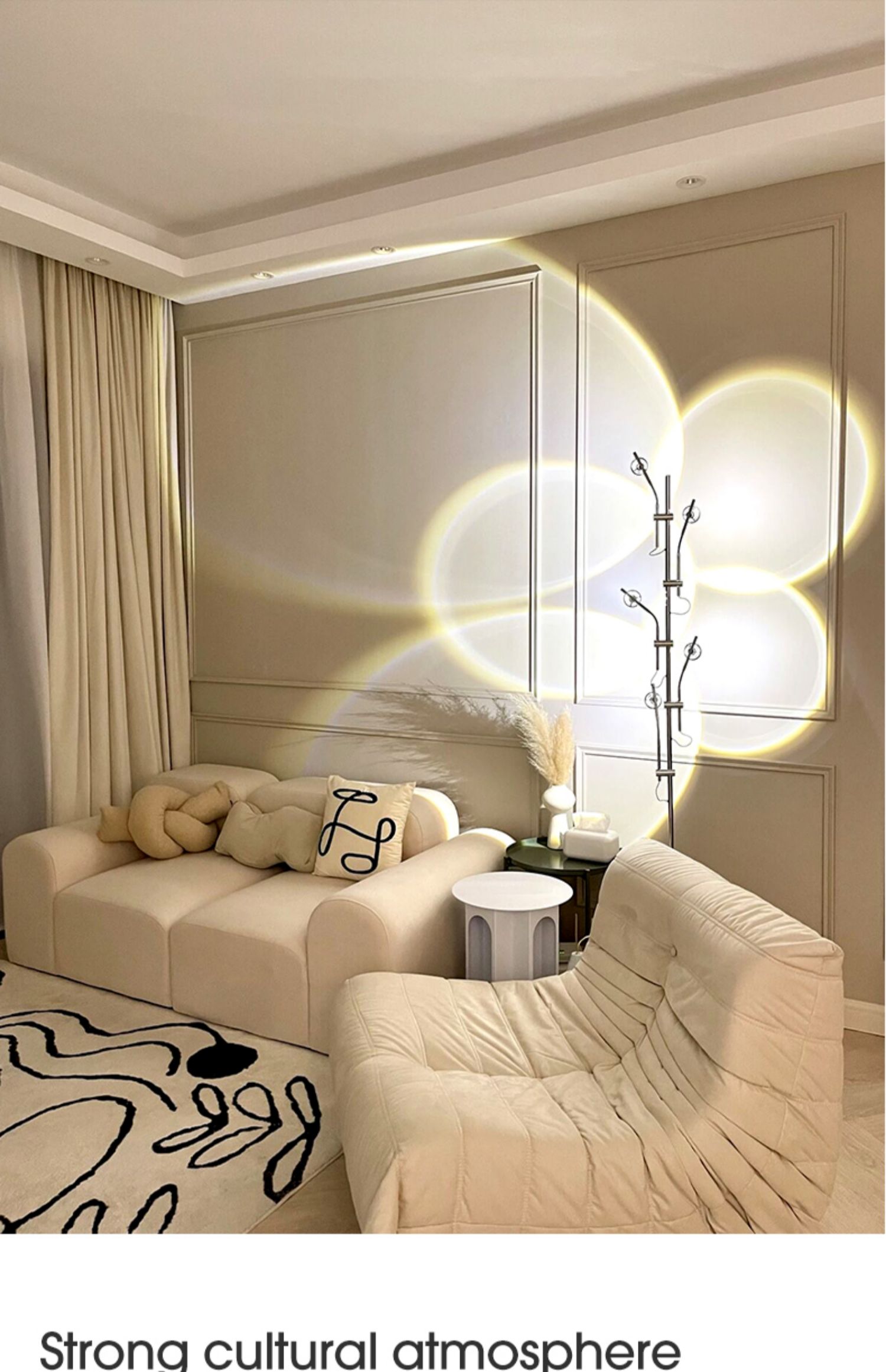 适用客厅光影落地灯设计师灯轻奢感氛围灯具网红艺术日落夕阳投影