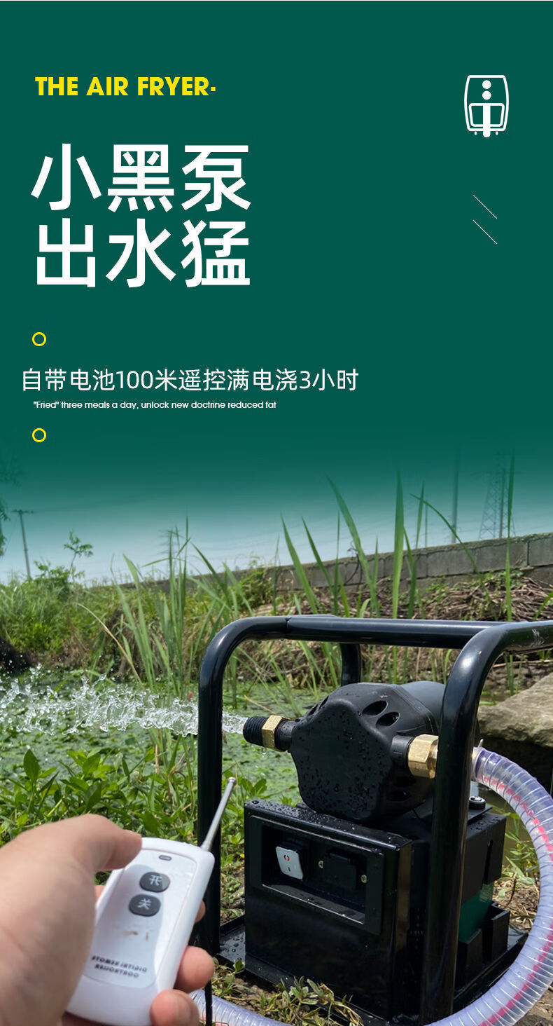 充电式抽水泵菜地浇菜浇水神器抽水机农用灌溉户外井水浇地 硬派12v12