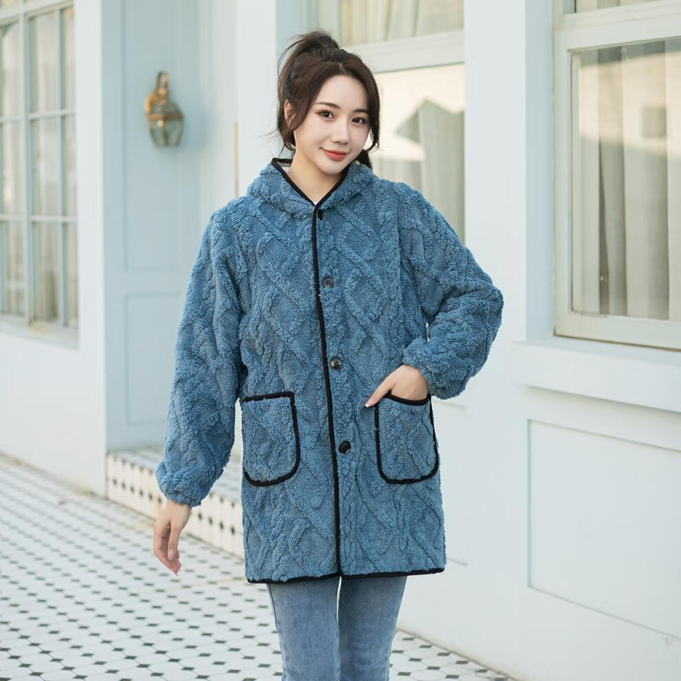 柏格伦冬天穿的加绒成人罩衣2022新款冬季棉罩衣外套女士大人加绒加厚