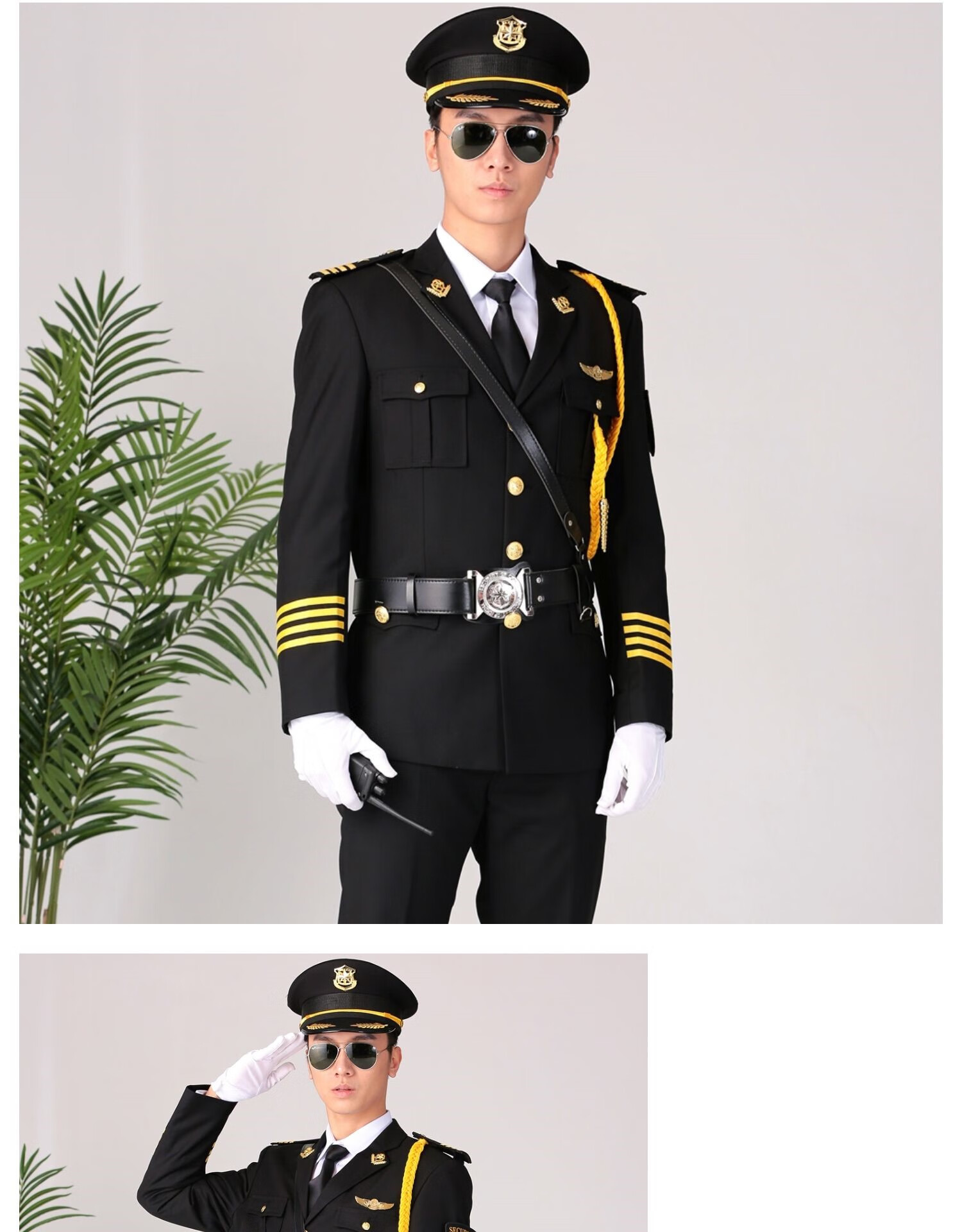 男女物业保安秋冬季制服形象黑色礼宾服小区酒店安保西服大码套装 男