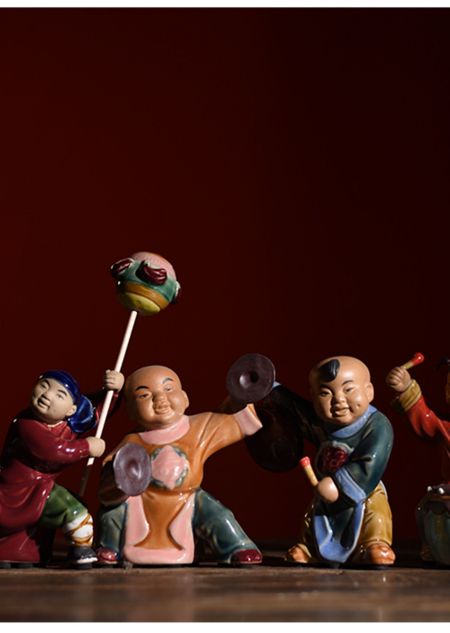 臣祥 舞狮摆件石湾公仔陶瓷醒狮摆件佛山黄飞鸿舞狮南狮客厅桌面开业