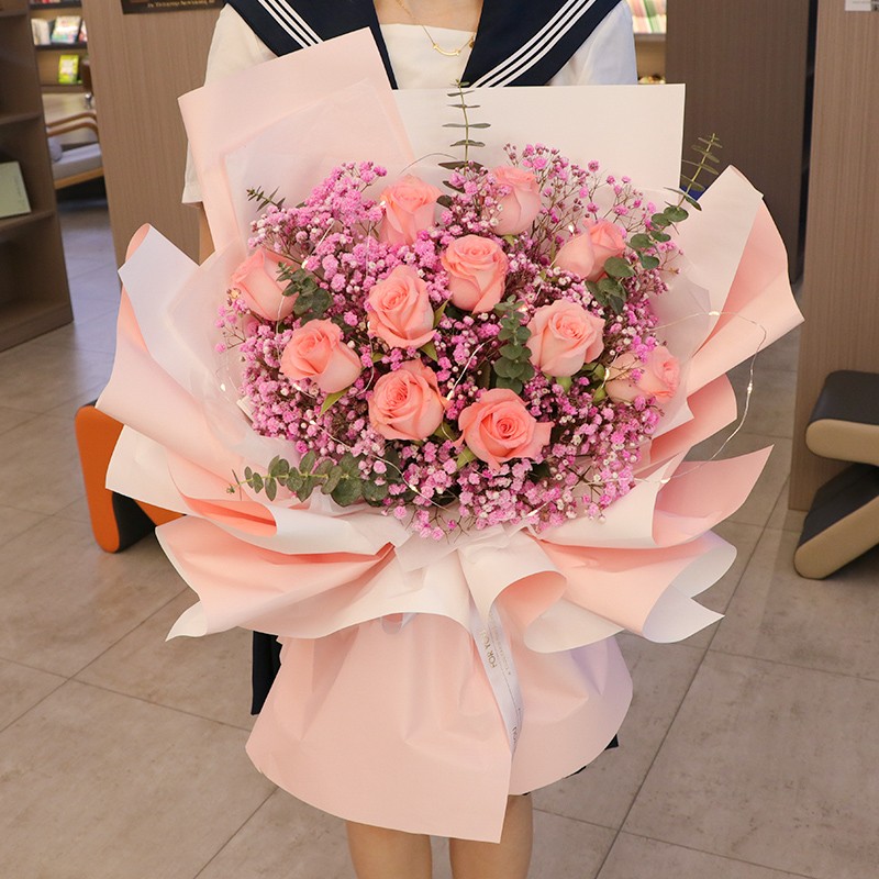 馨长存 鲜花速递香槟玫瑰红玫瑰戴安娜花束全国同城配送纪念日生日