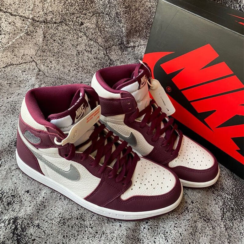 aj男鞋子高帮鞋运动鞋aj1波尔多酒红学生空军一号板鞋潮 高帮aj酒红
