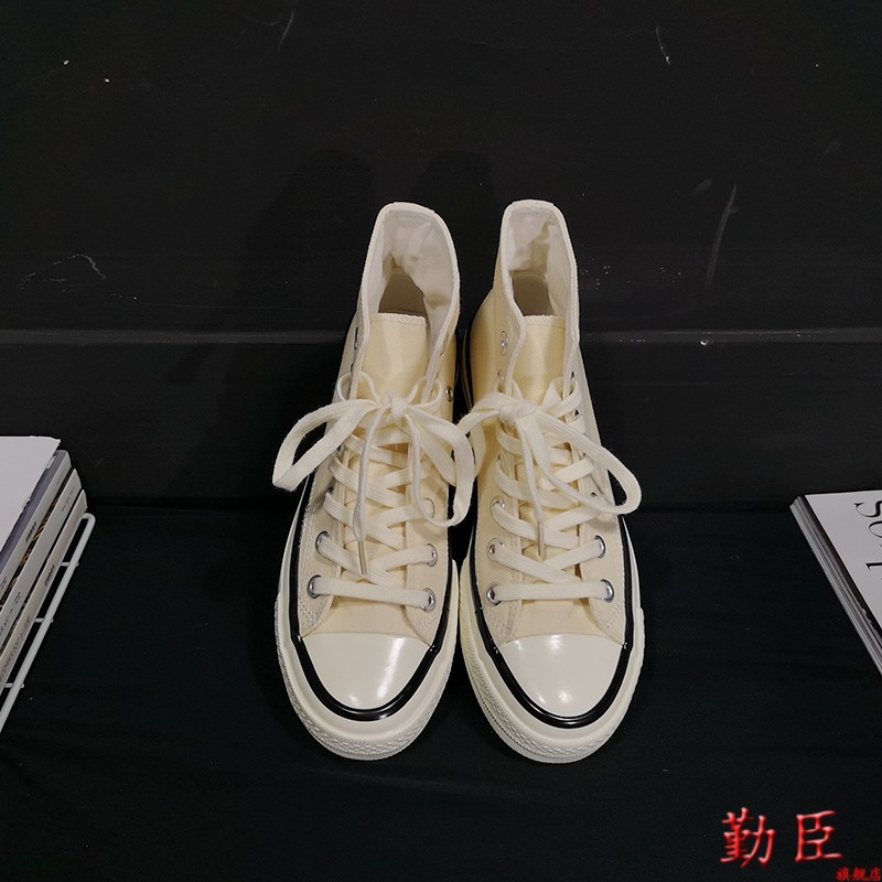 qculzzang鞋女2021新款学生情侣布鞋经典款百搭复古黑色高帮帆布鞋