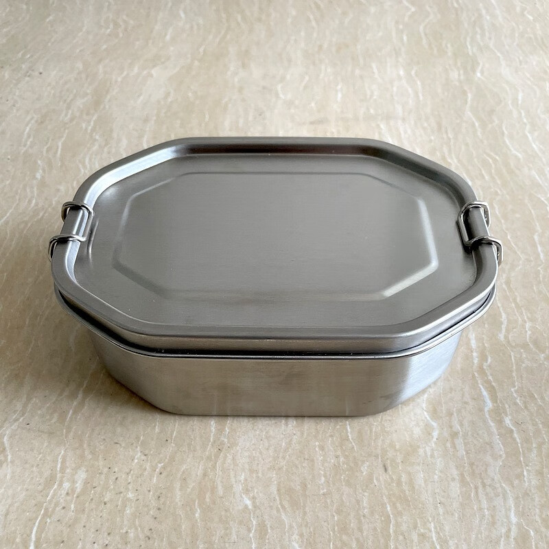 特百惠【捡漏特价】304不锈钢方形饭盒07厚无磁全钢密封八角饭盒可带