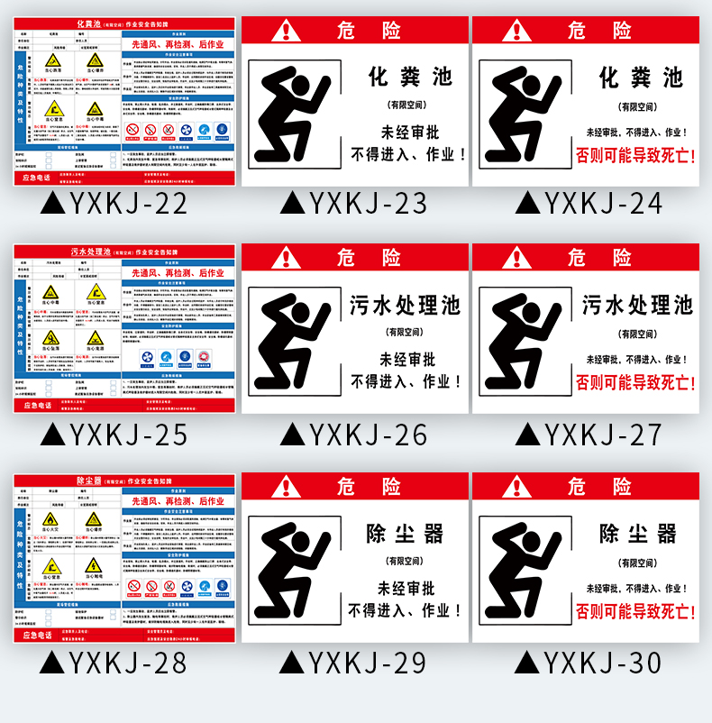 汙水處理池消防水池蓄水池冷庫作業安全危害告知牌有限空間受限警示牌