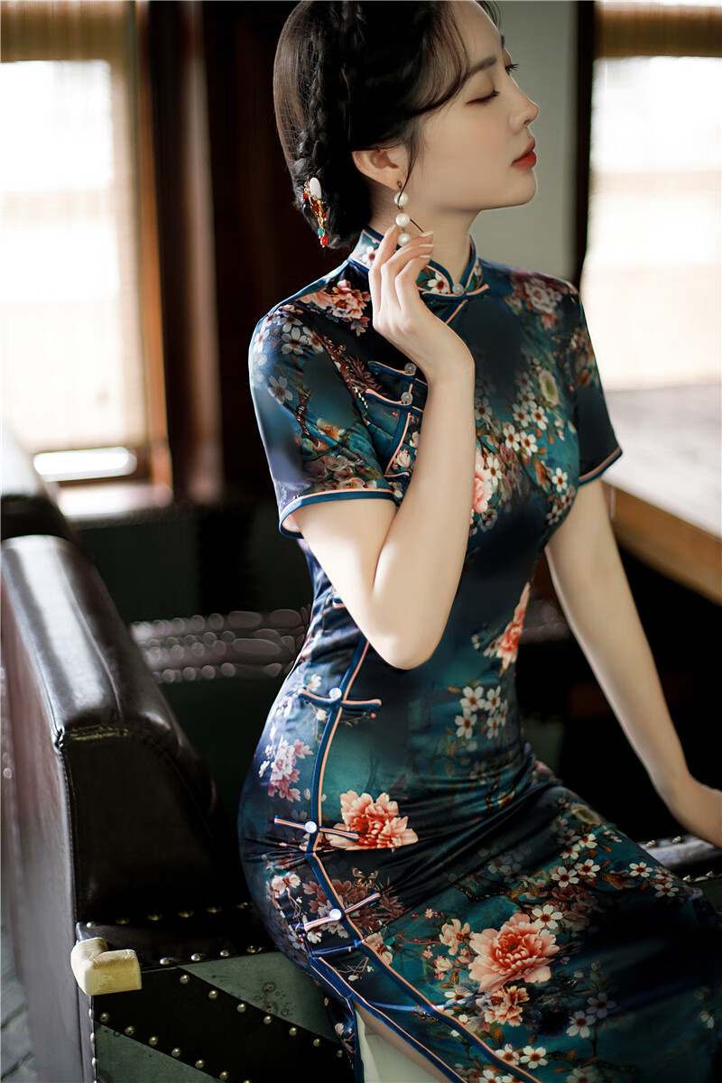 欧迪鸟品牌女装老上海旗袍年夏季新款中国风年轻款少女日常可穿短袖