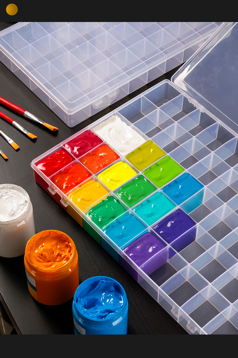 水粉盒调色盒国画丙烯颜料盒24格36格初学者美术学生专用多功能调色格