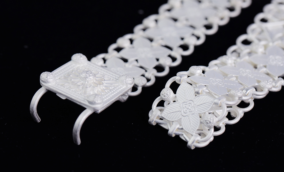 王府银庄银腰带云南傣族足银雪花银腰链西双版纳999银手工女士叶子腰