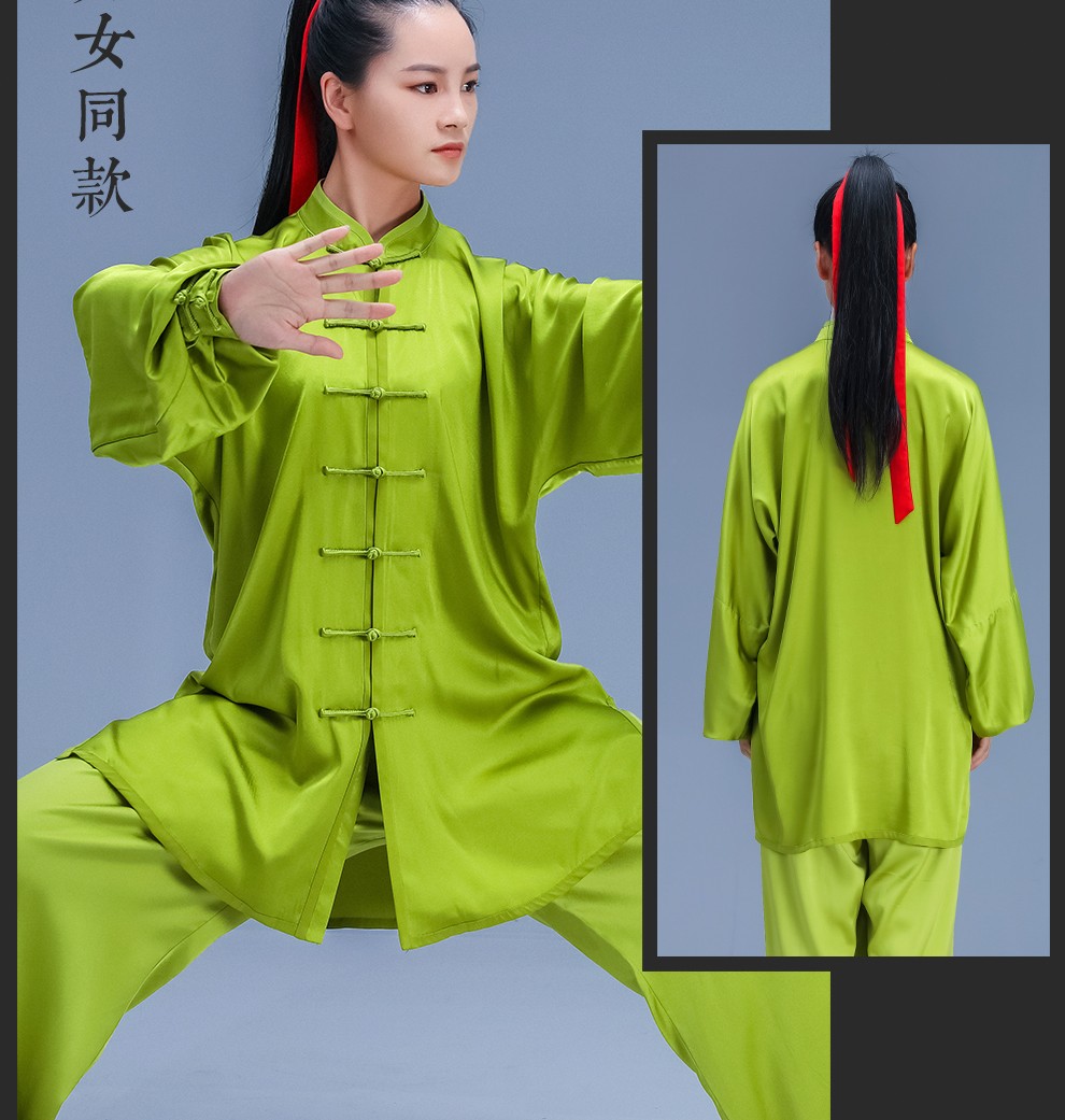 云太极真丝太极服女春夏练功服中老年太极拳服装透气武术表演服套装桑