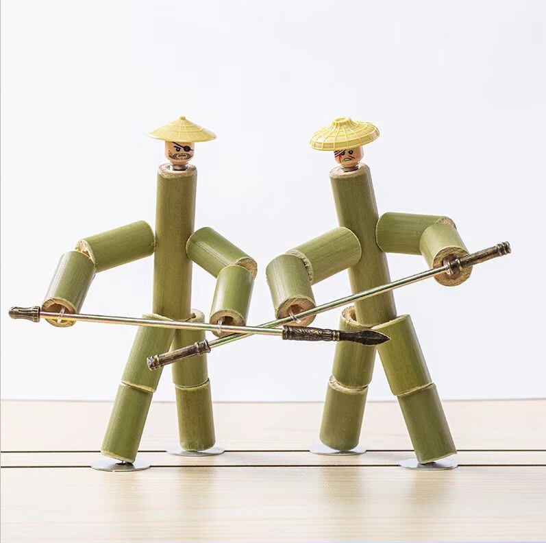 六年级语文教材款竹节人学生双人对战diy表情材料包自制传统玩具 深