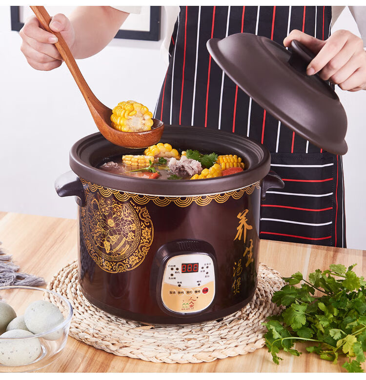 美的(midea)全自动黑紫砂电炖锅煮粥养生汤煲宝宝粥锅陶瓷煲汤砂锅电