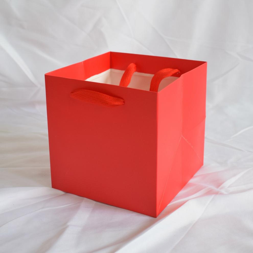 牛皮纸袋正方形手提袋复古牛皮纸袋加硬加厚纯黑色礼品袋大号包装袋子