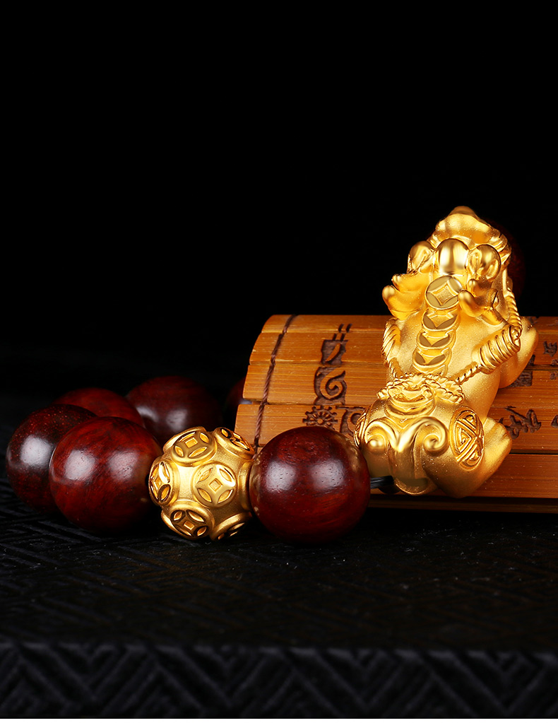 老凤凰珠满金星手串黄金貔貅手串男足金999转运珠串珠朋友爸爸 15毫米