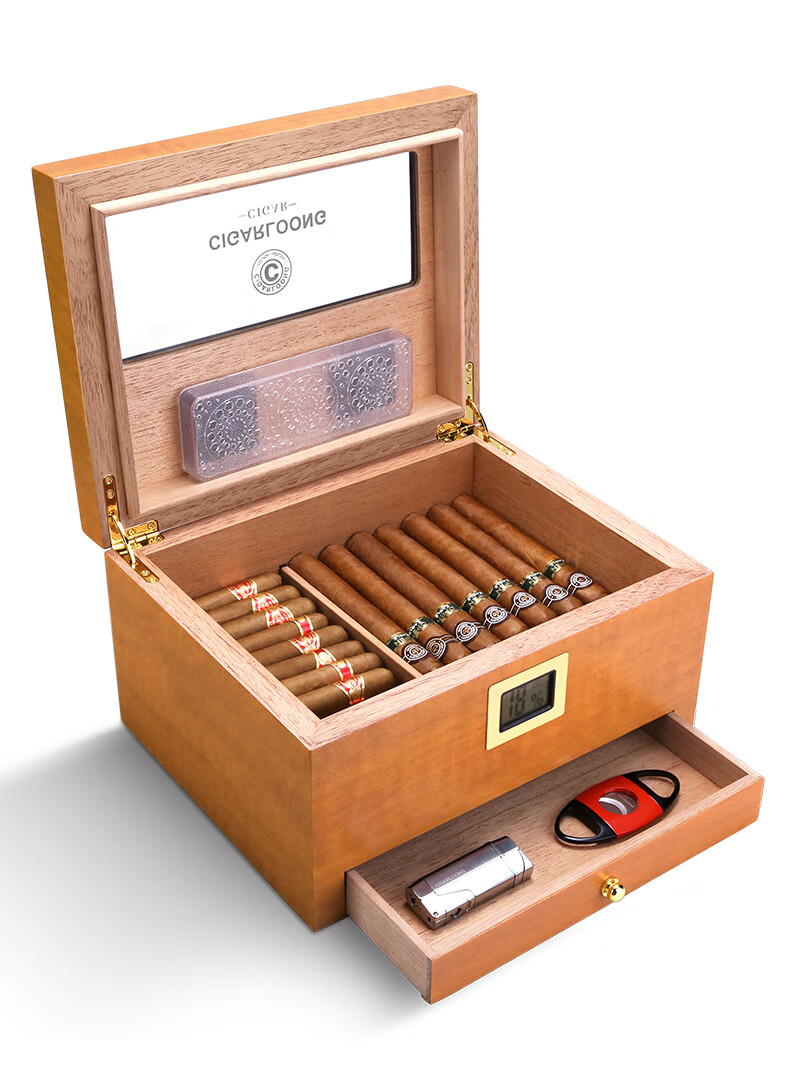 盒分区存储古巴雪茄烟盒配湿度计cla-21aw2 单盒子【图片 价格 品牌