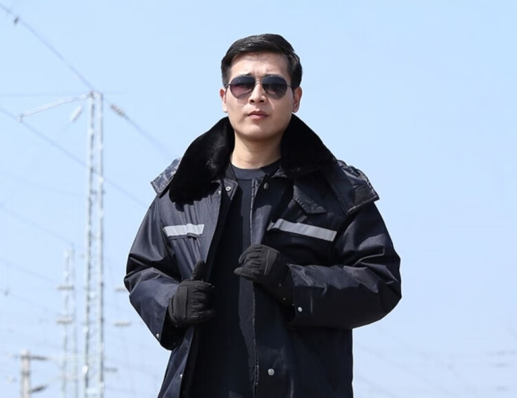 秉藜 铁路制服冬季大衣工作服冻库防寒防冻铁路绿大衣男女冬季工地