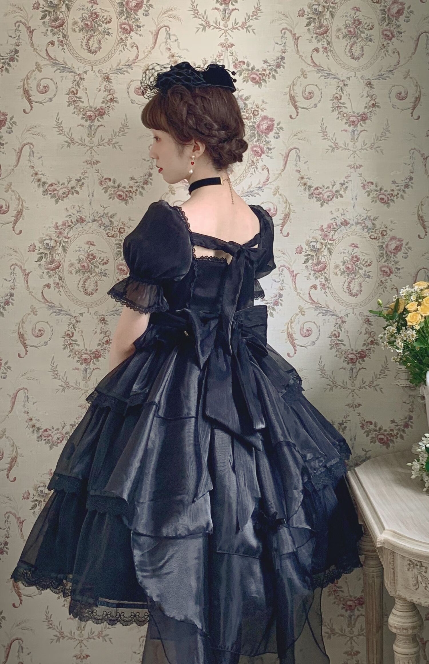 裙子成人小姐洛丽塔lolita连衣裙短袖op优雅花嫁泡泡袖三段式华丽夏季