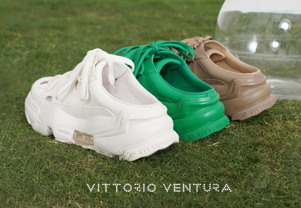 薇薇燃女鞋 vittorio ventura薇薇燃女鞋 牛皮气垫厚底圆头绑带后空