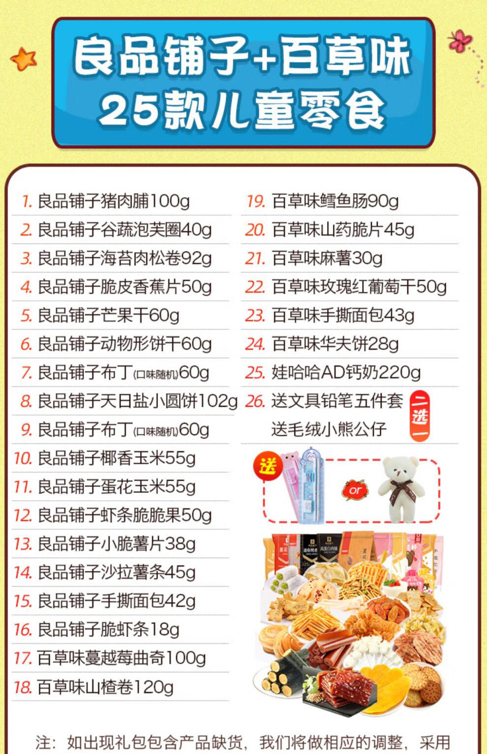 良品铺子儿童零食小吃休闲食品健康网红美食吃货节日礼物 25款良品