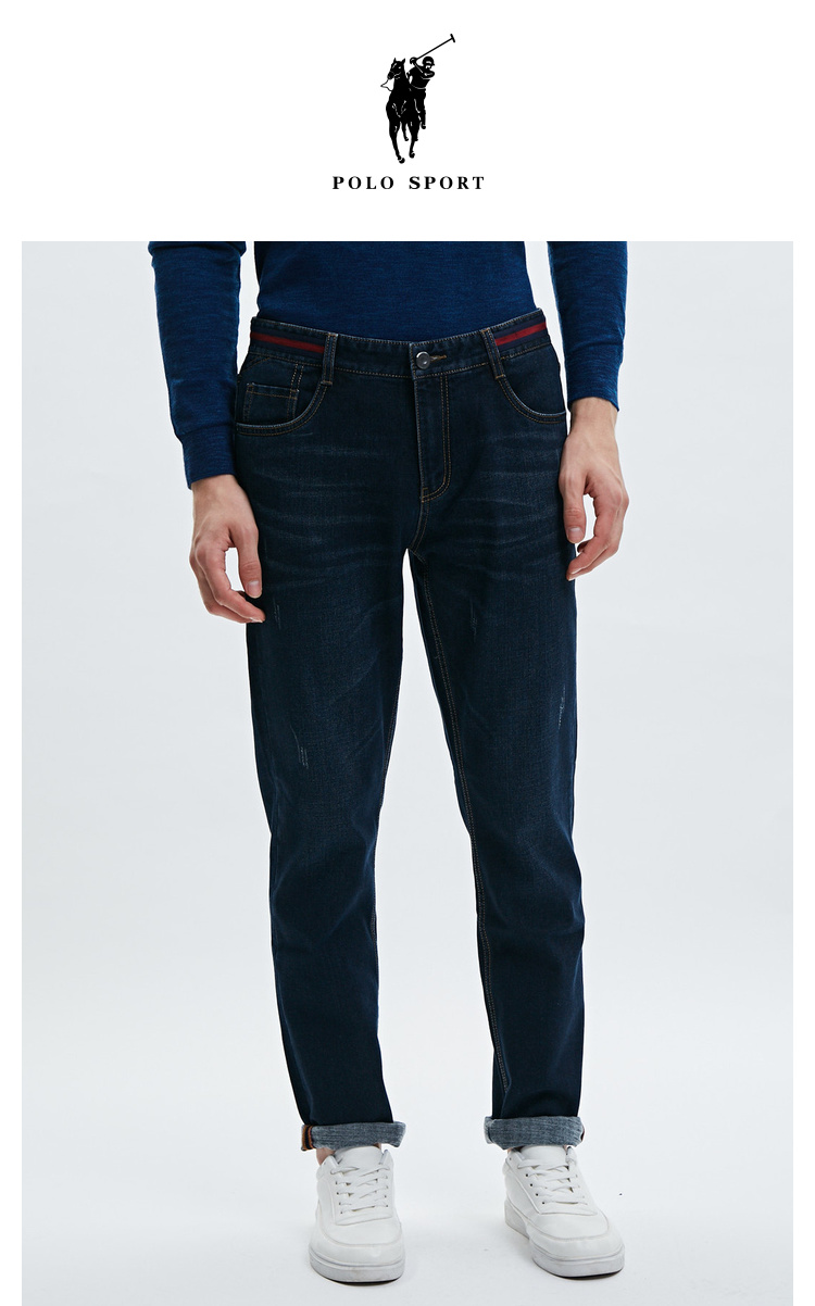 polo sport牛仔裤2020春季新款男士商务时尚修身牛仔裤男休闲裤 蓝色