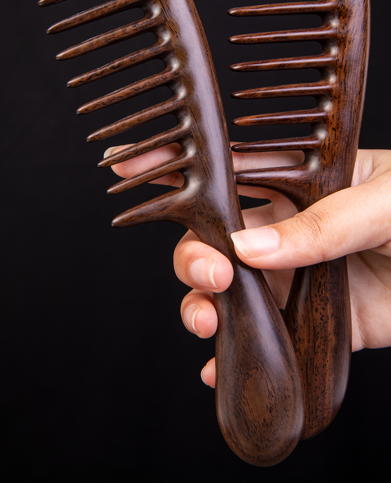 天然木梳宽齿梳子头皮按摩女士专用经络大齿梳子大号家用卷发 宽齿梳
