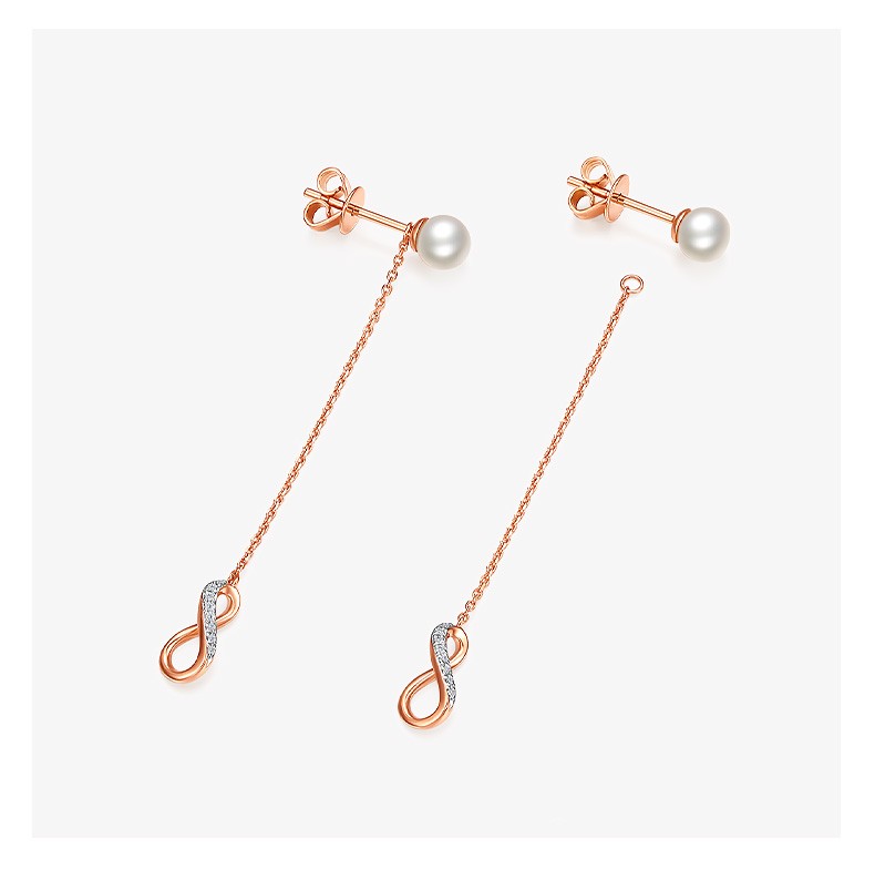 tsl谢瑞麟珍爱无限系列淡水珍珠18k金耳钉单只钻石耳环耳饰bc679bc680