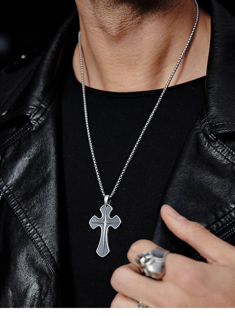 纪思梵高端珠宝品牌十字架银项链男潮流个性复古小众吊坠520情人节