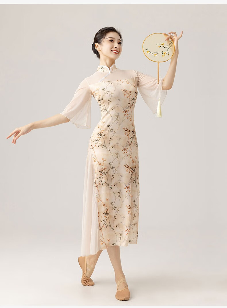 菲梵舞后(feifanwuhou) 菲梵舞后古典舞蹈服清枝韵旗袍连衣裙形体舞