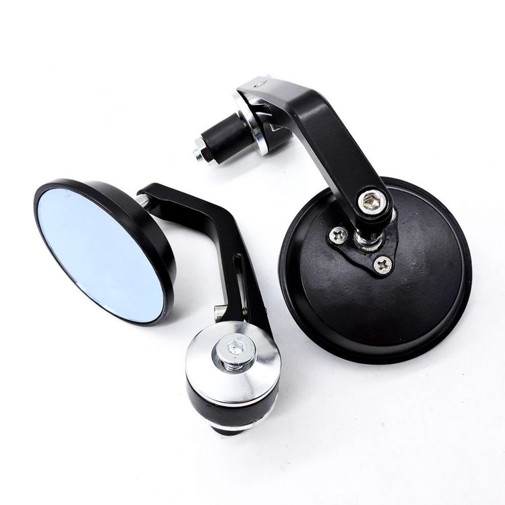 复古摩托车改装后视镜手把镜哈雷通用小圆镜街跑握把镜倒车反光镜白玻